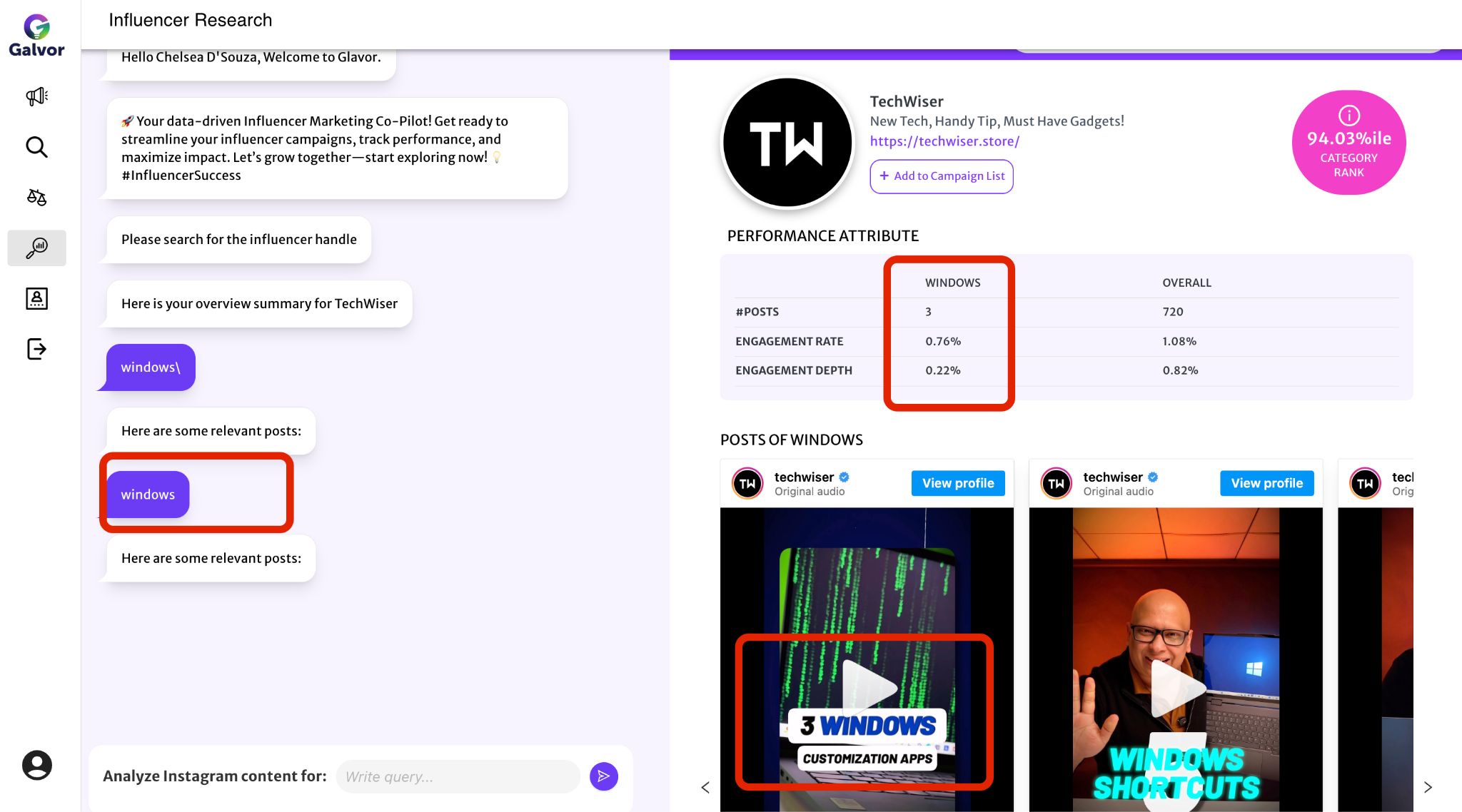 Galvor AI search for Windows-based content in last 3 months
